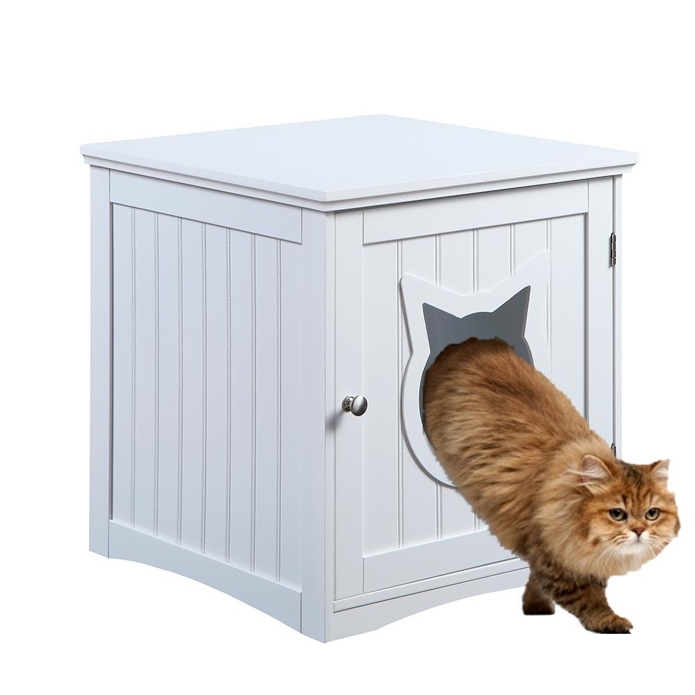 Cat House Side Table, Nightstand Pet House, Litter Box