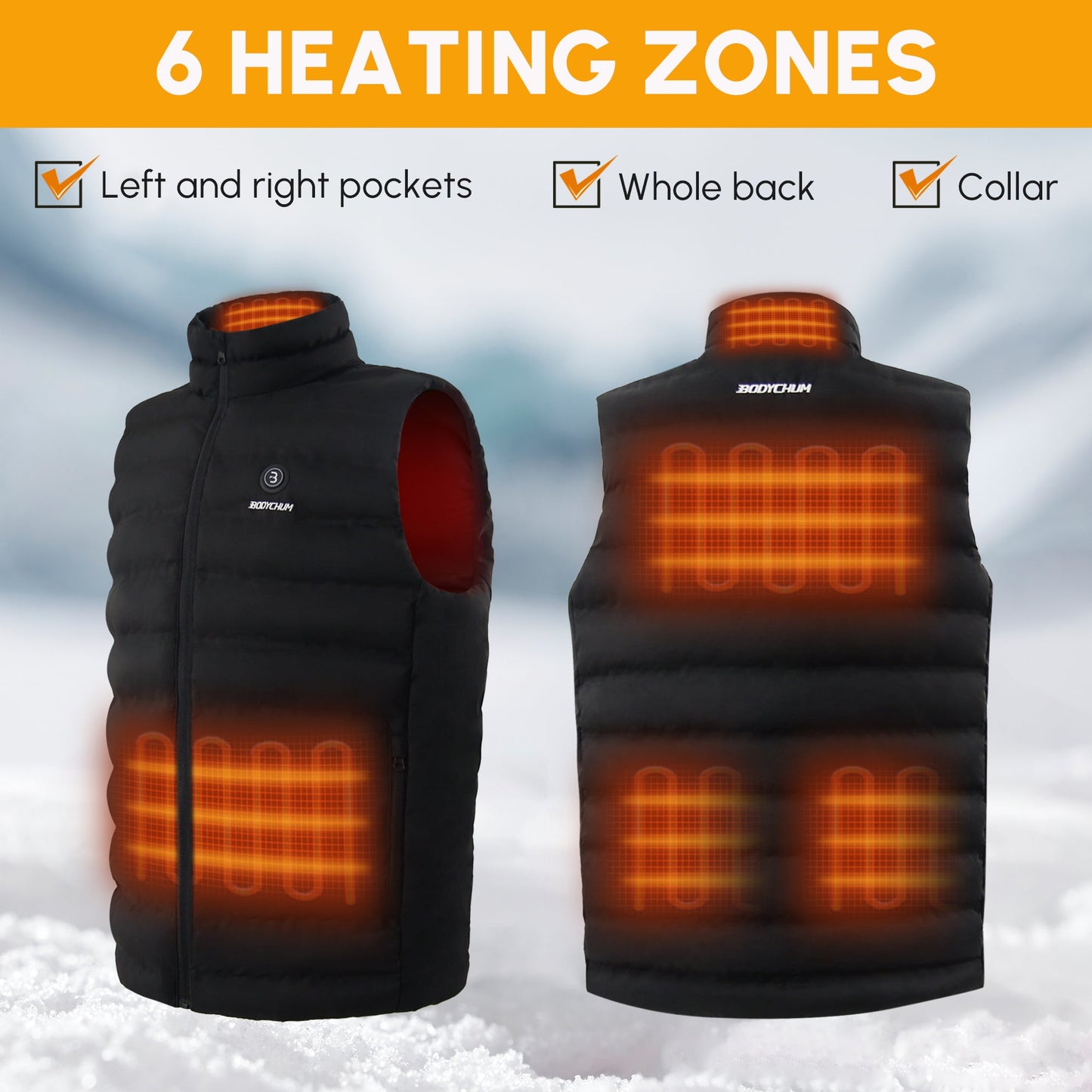 Men's/Women's Heated Vest with Battery Pack, Washable Fleece Heated