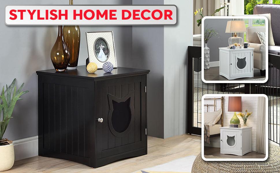 Cat House Side Table, Nightstand Pet House, Litter Box