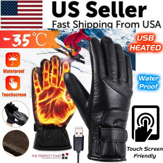 Electric USB Heated Gloves Winter Warming Thermal Ski Snow Hand Warm