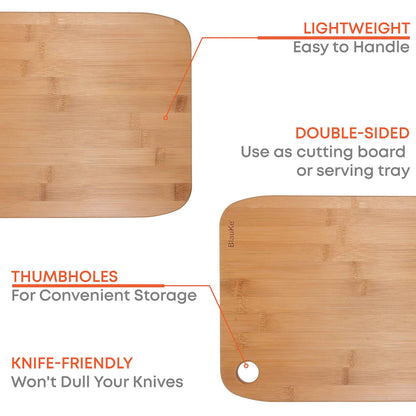 Wooden Cutting Boards for Kitchen - Bamboo Chopping Board Set of 3