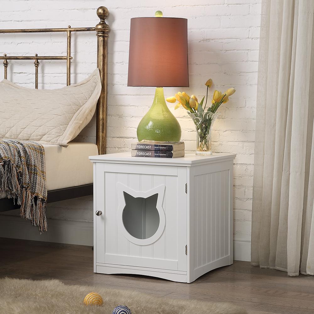 Cat House Side Table, Nightstand Pet House, Litter Box