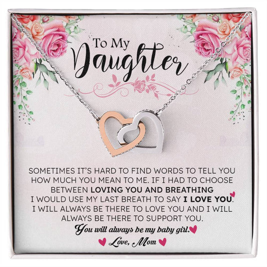 To My Daughter | I Love You -  Interlocking Hearts necklace