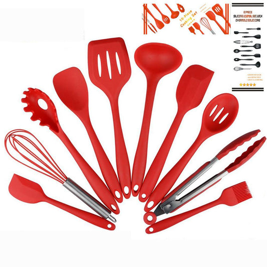 10 PCS Set Non-Stick Silicone Utensils Premium Heat Resistant