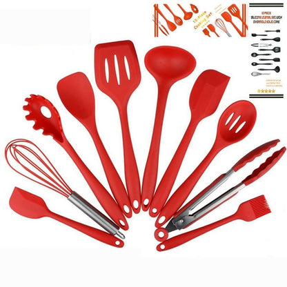 10 PCS Set Non-Stick Silicone Utensils Premium Heat Resistant