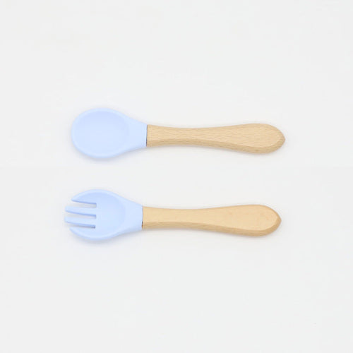 Wooden Handles Silicone Spoon Fork Cutlery